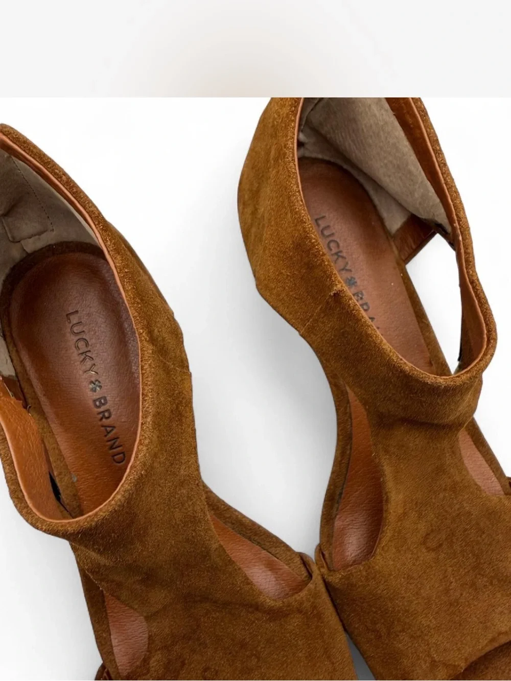 Lucky Brand Women's Wedge Brown Suede Sandal
